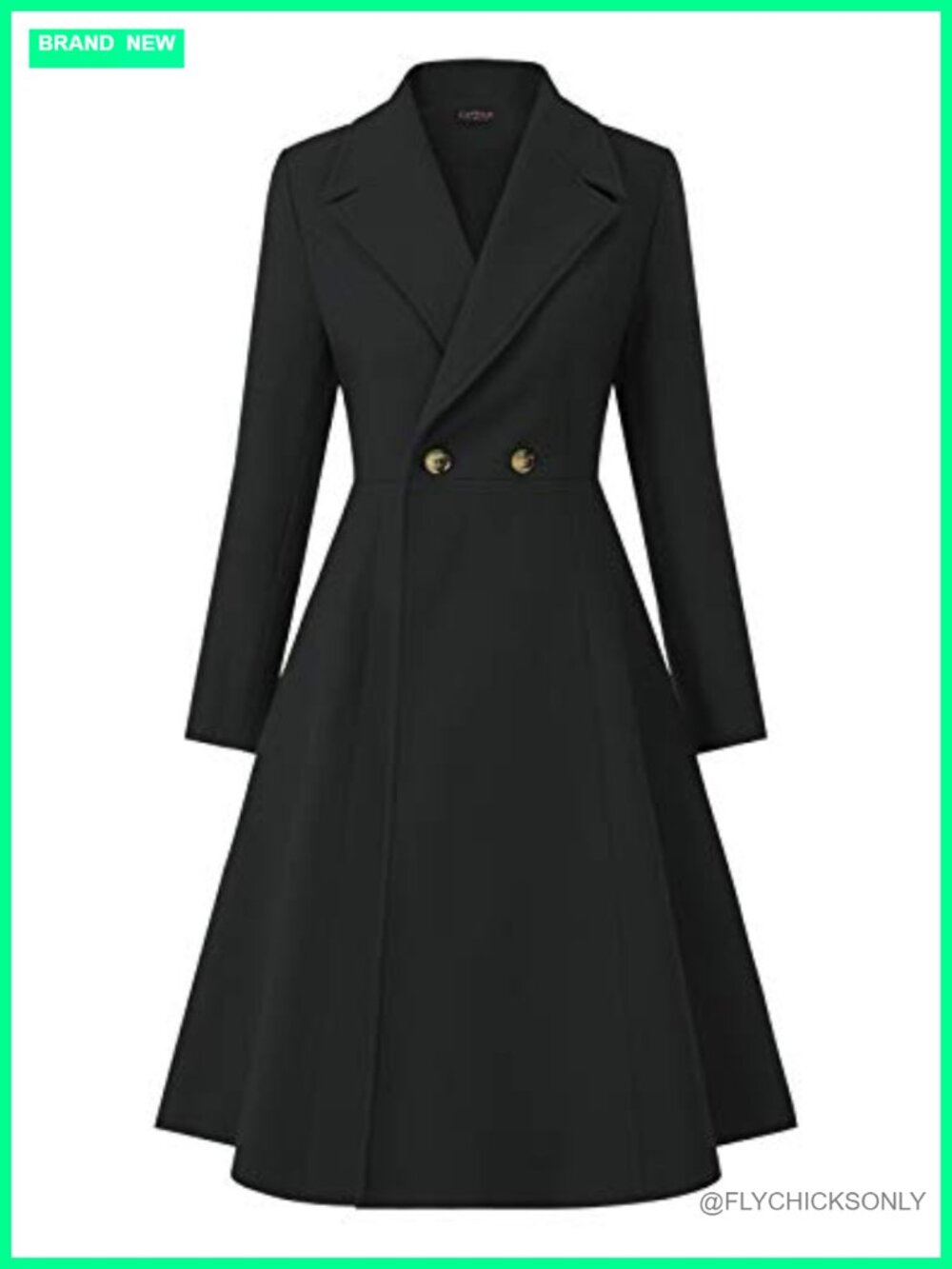 Women's Pea Coat Double Breasted A-Line Long Trench Coat Winter Dress Coat with